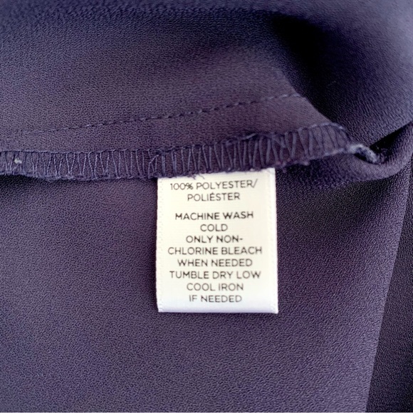 Ann Taylor LOFT Long Sleeve Chiffon Peter Pan Collar Henley in Navy Blue - Picture 7 of 7